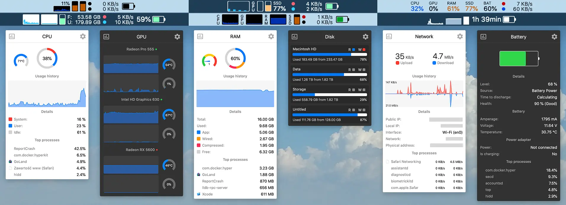 Mac免费软件：Stats系统监控界面