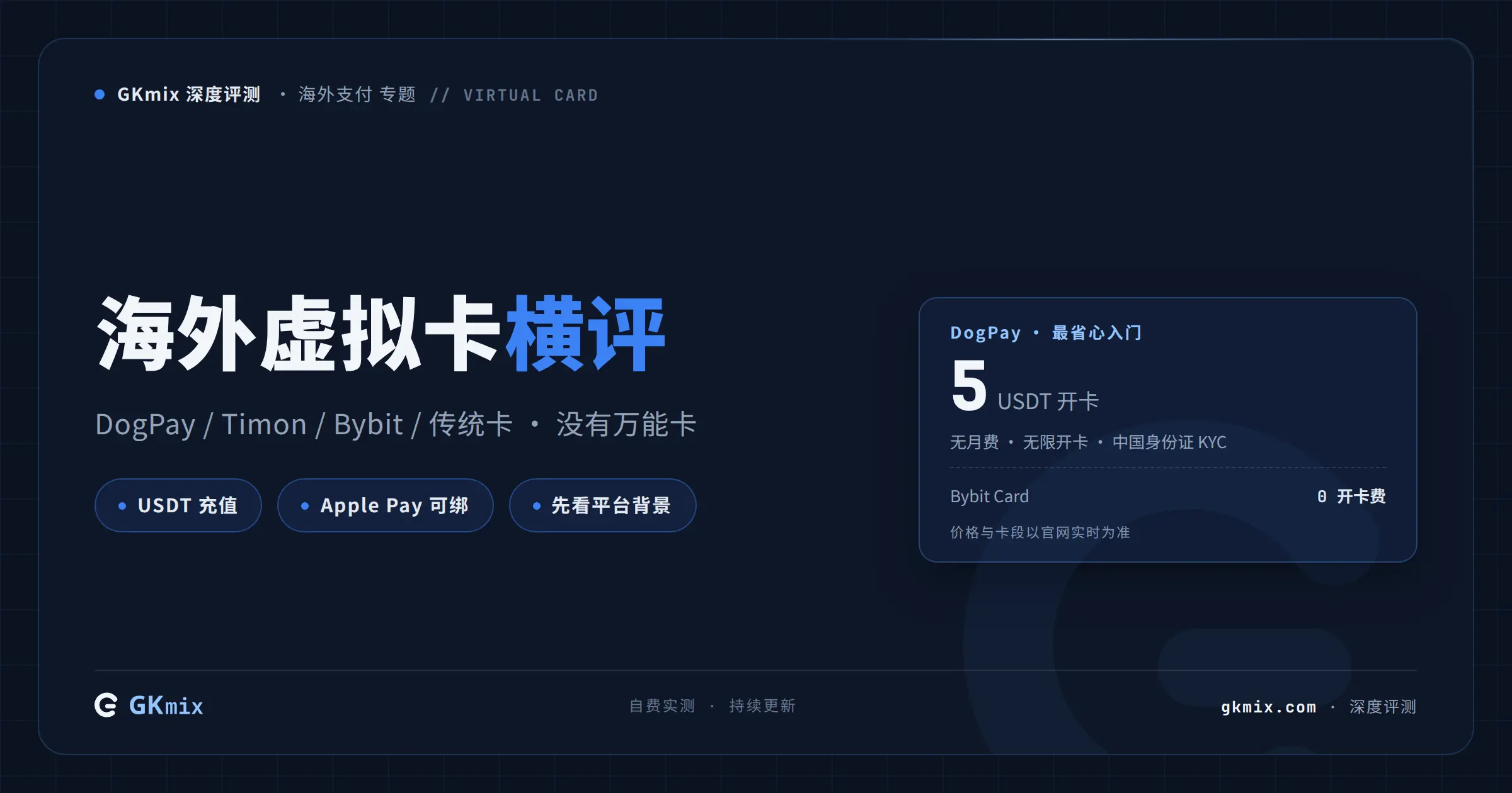 2026 海外虚拟卡横评:Bybit Card vs DogPay vs Timon Ace vs 传统信用卡(持续更新) 封面图