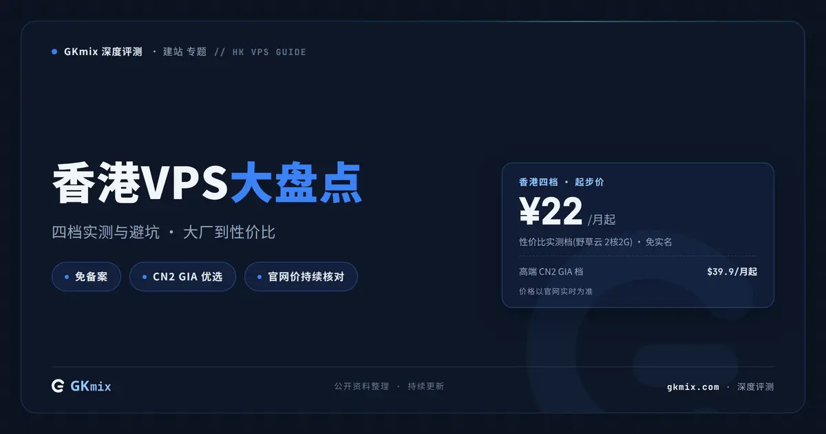 香港VPS大盘点 2026：大厂到性价比，四档实测与避坑（持续更新）