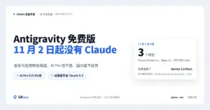 Antigravity 免费版取消 Claude:11 月 2 日起各账号模型对照、AI Pro 值不值、国内能不能用 封面图
